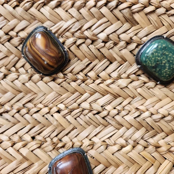 Boho Summer Woven Straw Bag Gem Stones Embellished Beach - Picture 13 of 17